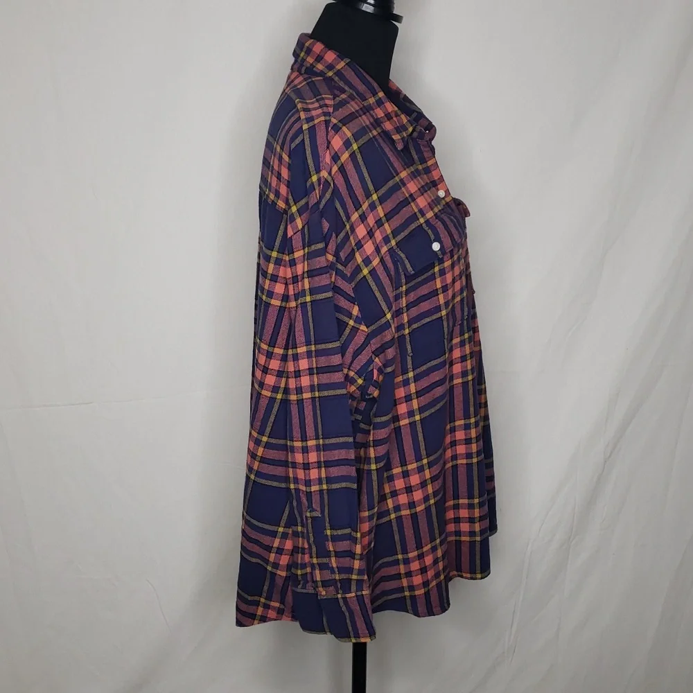 Old Navy The Boyfriend 100% Cotton Flannel Button Up Shirt Size XXL Western - Picture 4 of 13
